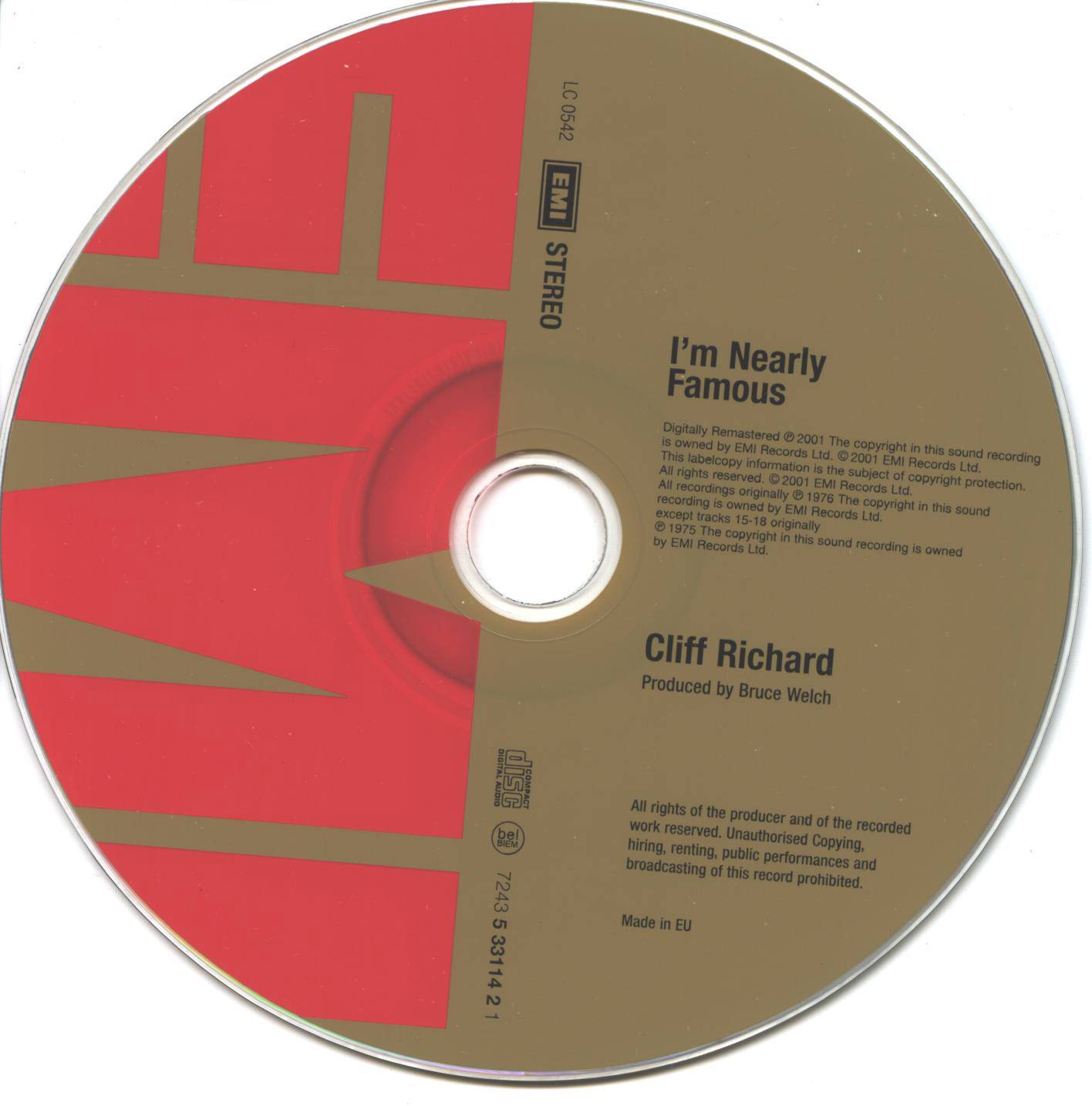 Cliff Richard Im Nearly Famous : CD